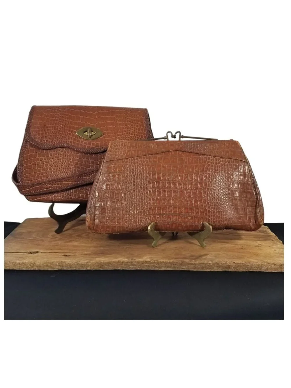 Vintage Faux Reptile Purses 1940s-50s Handbags Imitation Alligator and Crocodile